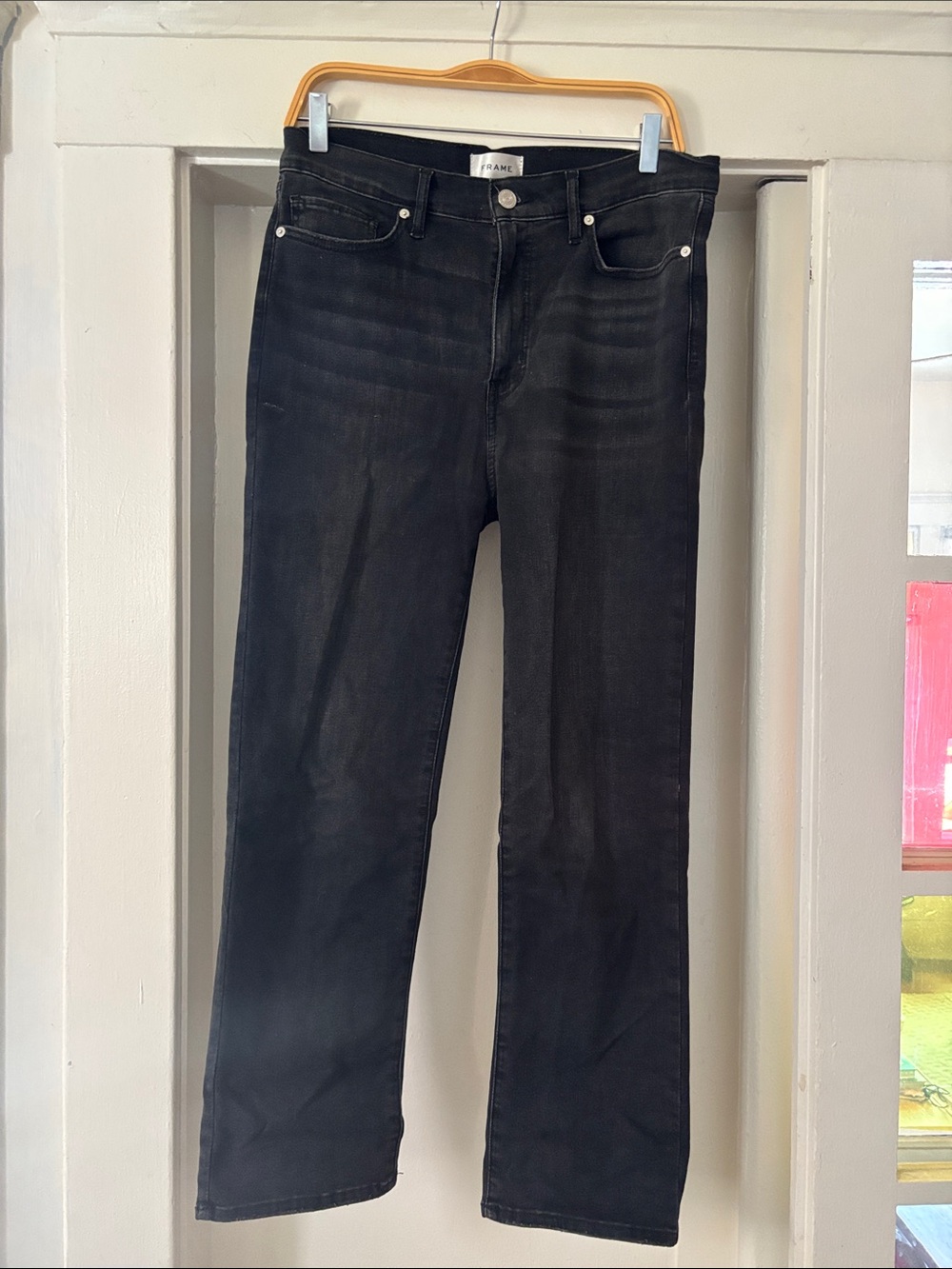 Frame Denim Black Straight-Leg Jeans